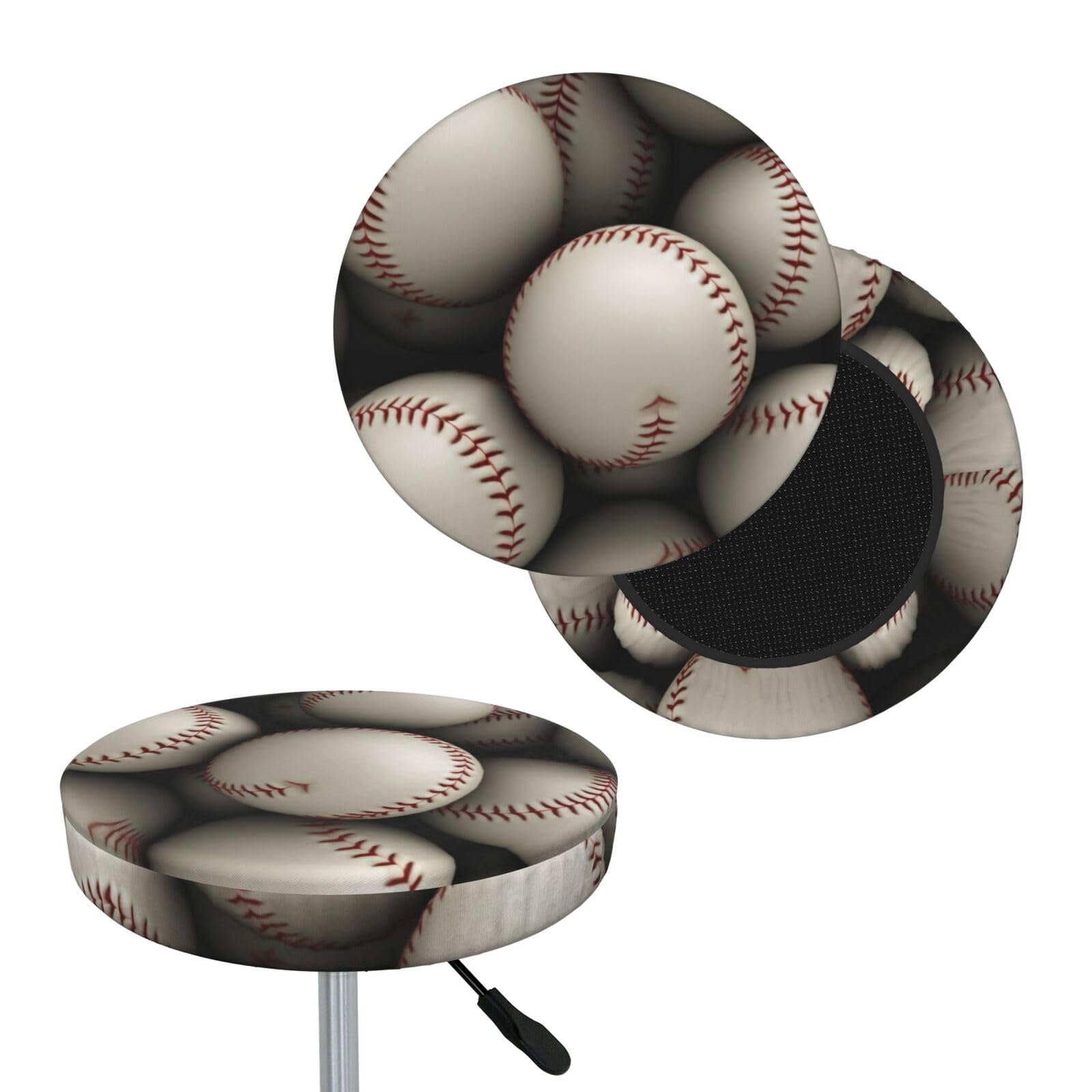 NONHAI Baseball Bar Stool Cover Round Elastic Stool Cushion Covers Dustproof Bar Chair Cover Washable Stool Cushion Slipcover Stretch Stool Seat Covers for 12-14 Inch Chair