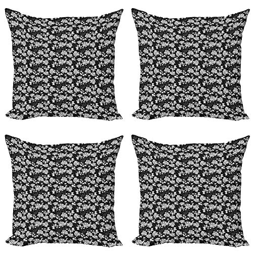 Ambesonne Monochrome Decorative Throw Pillow Case Pack of 4, Romantic