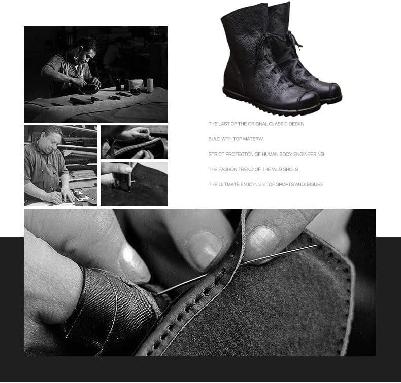 pearlzone Women’s Genuine Leather Casual Soft Flat Boots,Renaissance Natural Leather Handmade Historical Shoes - Image 4