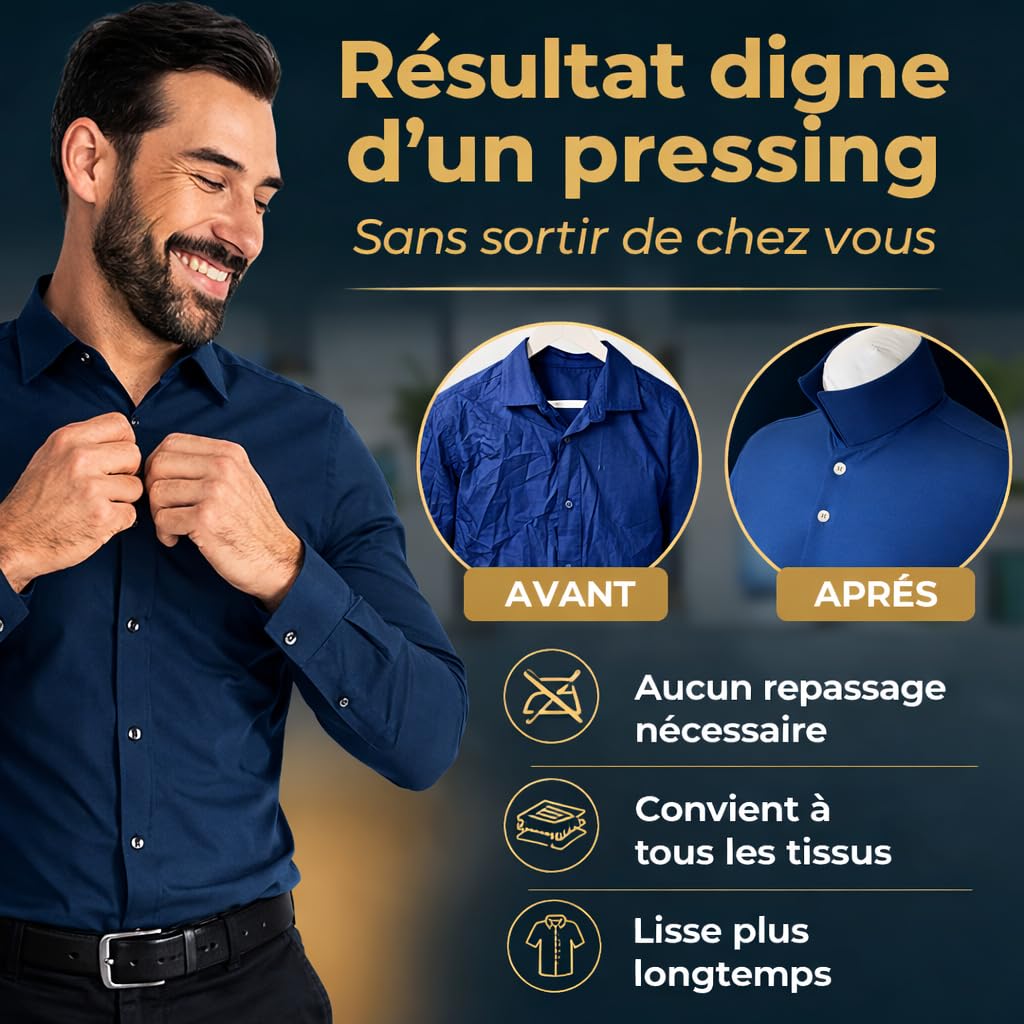 Défroisseur chemise automatique – Repassage sans fer – Séchage rapide 10–15 min – Chemises et pantalons sans plis – Appareil compact à air chaud