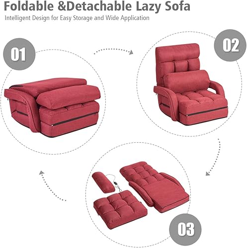 Miniatura 24 de Giantex - Sillón plegable con reposabrazos y almohada ajustable, Acero Poliéster, Azul Azul,Gris,Rojo -,Blanco