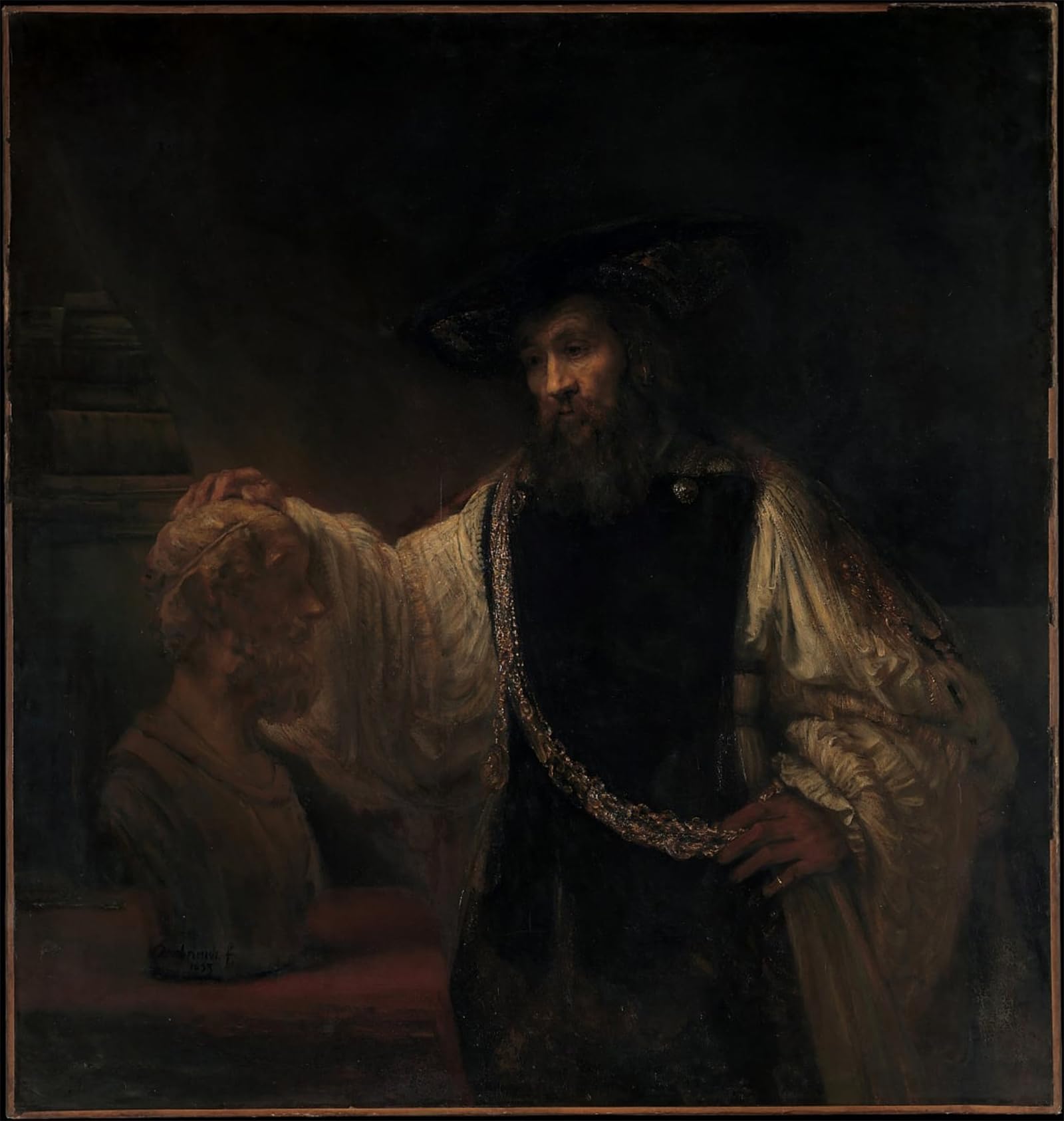 ARTXLXXBN Famous Prints Artwork Pictures Poster Painting Art Aristotle with a bust of homer by Rembrandt van Rijn Artwork Landscape Pictures for Home Decor 60x90cm