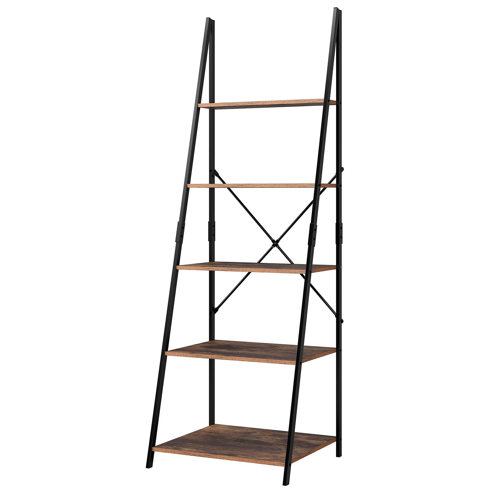 Buy Bookshelf 5 Tiers Bookcase Freestanding Ladder Shelving Unit Stand
