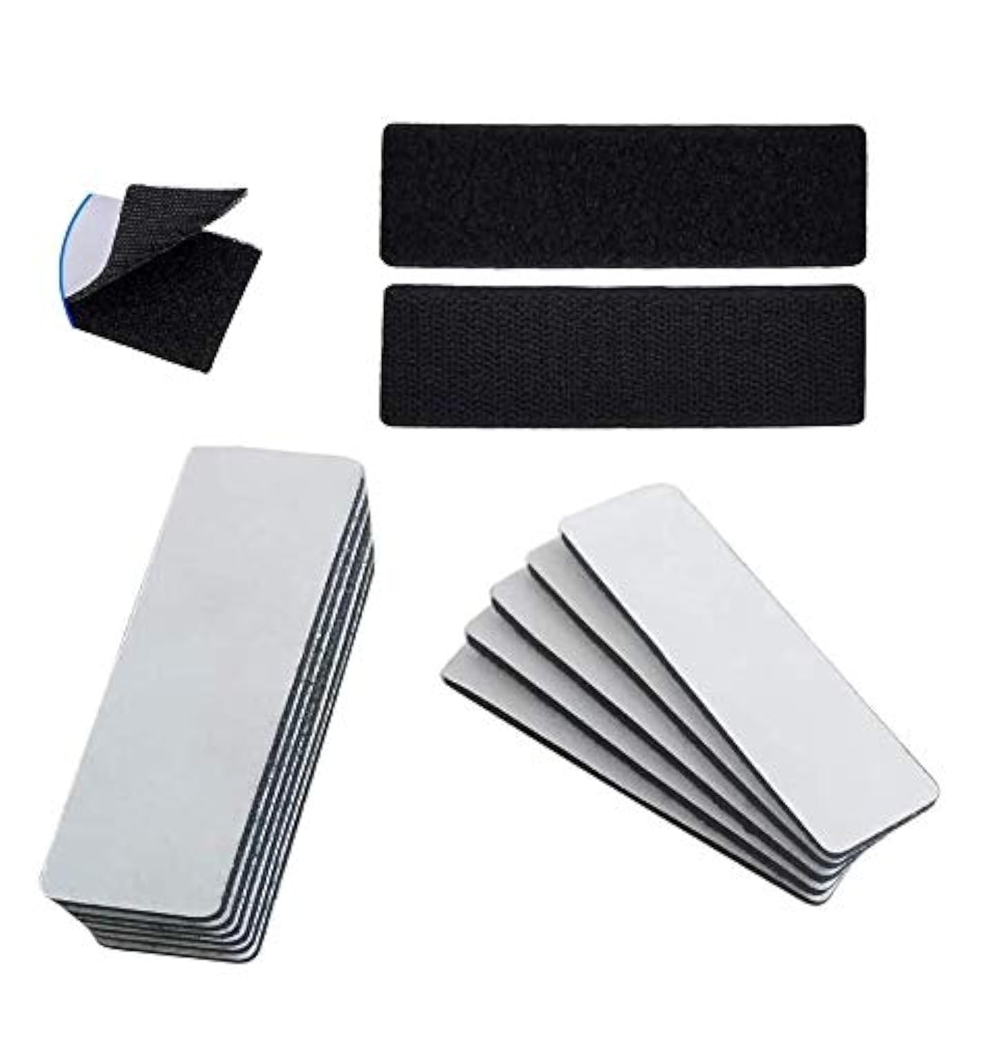Heatigo Black 20 Pcs Heavy Duty Hook And Loop Tape Strips With Adhesive Sticky Back Fastener - Double Side Mounting Tape Industrial Strength Interlocking Tape For Indoor And Outdoor Mounting