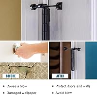 Vista 7 de Paquete de 4 topes de puerta de perno de bisagra negros, tope de puerta de perno de bisagra ajustable de alta resistencia con puntas de tope de goma