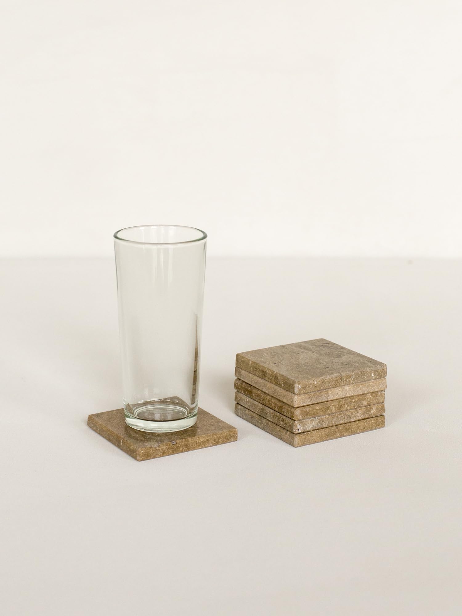 Posavasos de mármol Travertino Nogal (6 unidades)
