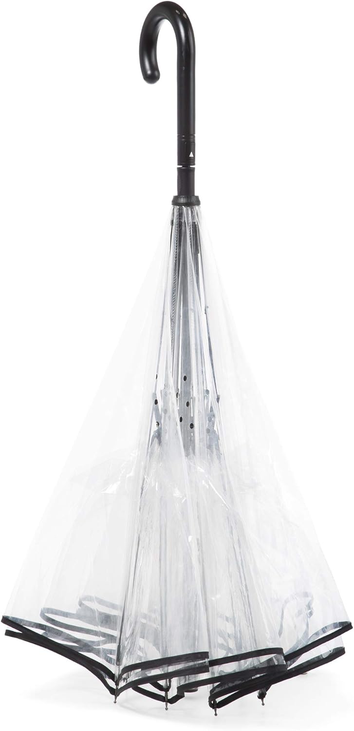 totes InBrella Reverse Close Umbrella, Clear Clothing