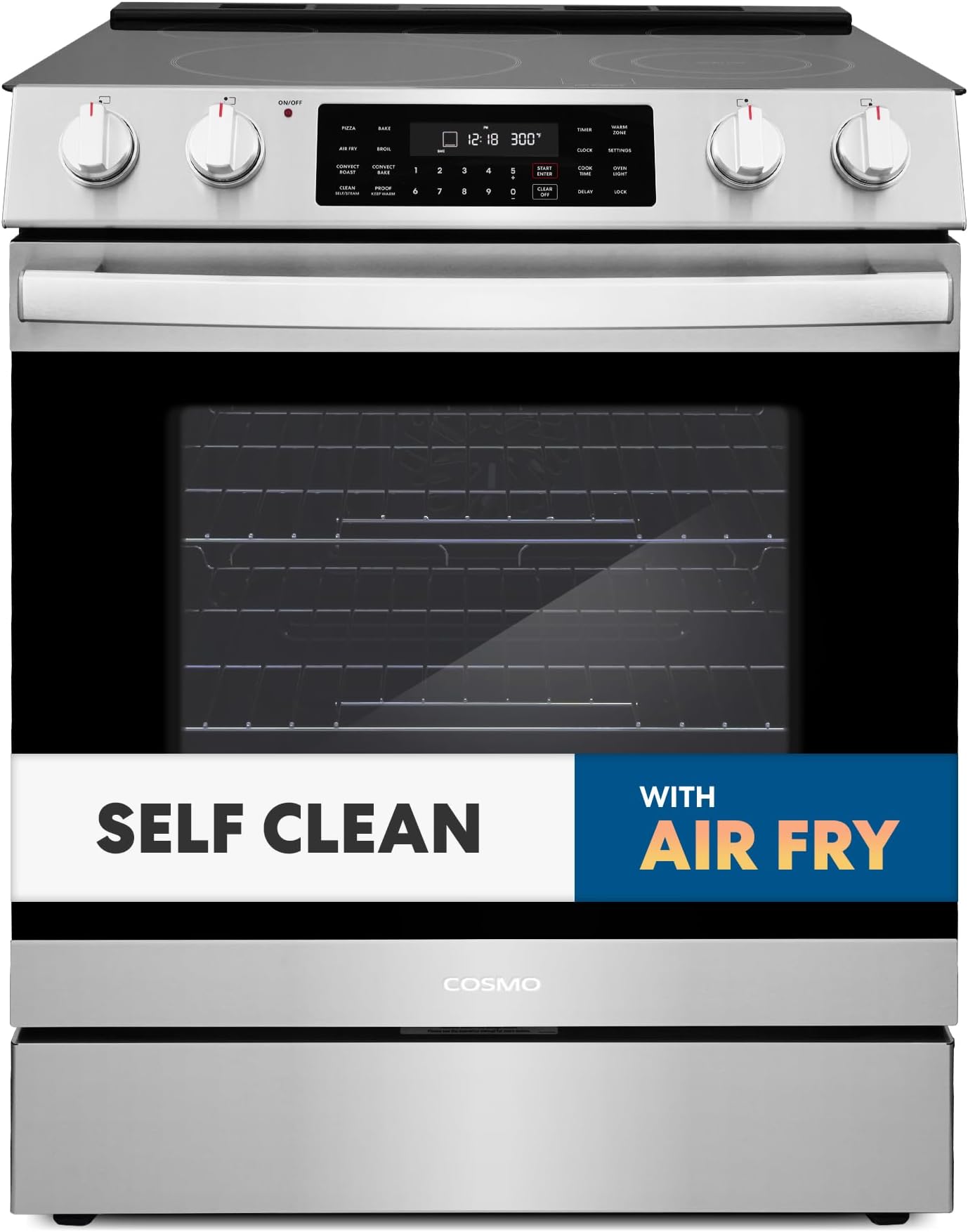 COS-ERC305WKTD 30 in. Haven Collection 6.3 cu. ft. Electric Range, 5 Burner Ceramic Glass Cooktop, Self Clean, Air Fry, Stainless Steel