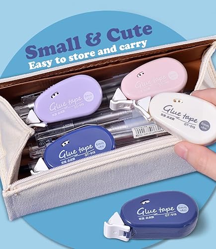 Miniatura 6 de LAPLBEKE Paquete de 4 mini rodillos de cinta de doble cara, tamaño portátil, dispensador de cinta adhesiva permanente para manualidades, álbumes de