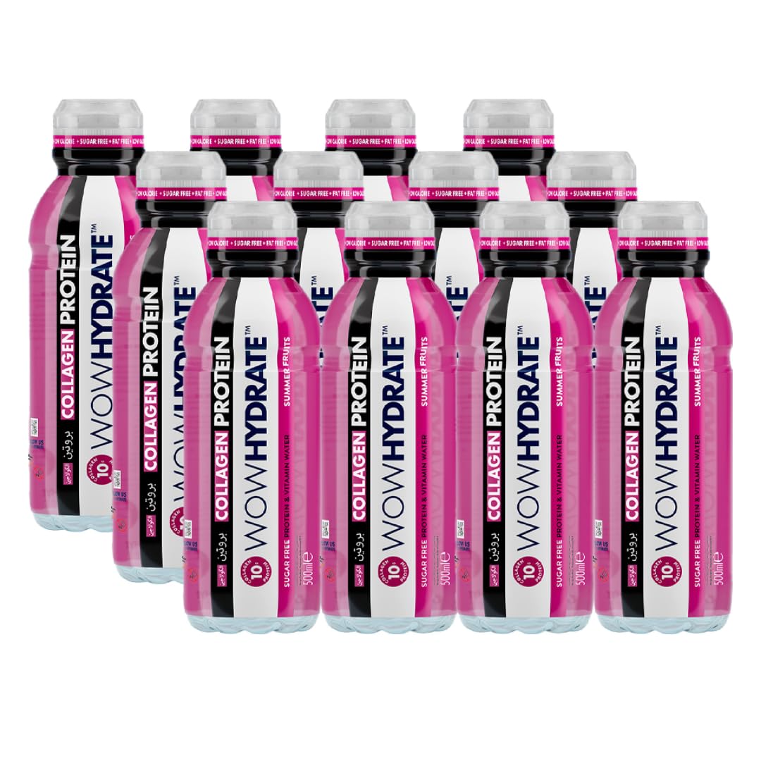 Summer Fruits Protein Water - 10g Collagen, Sugar-Free, Low-Calorie, Vitamin-Enriched, Daily Protein Boost - 12 x 500ml