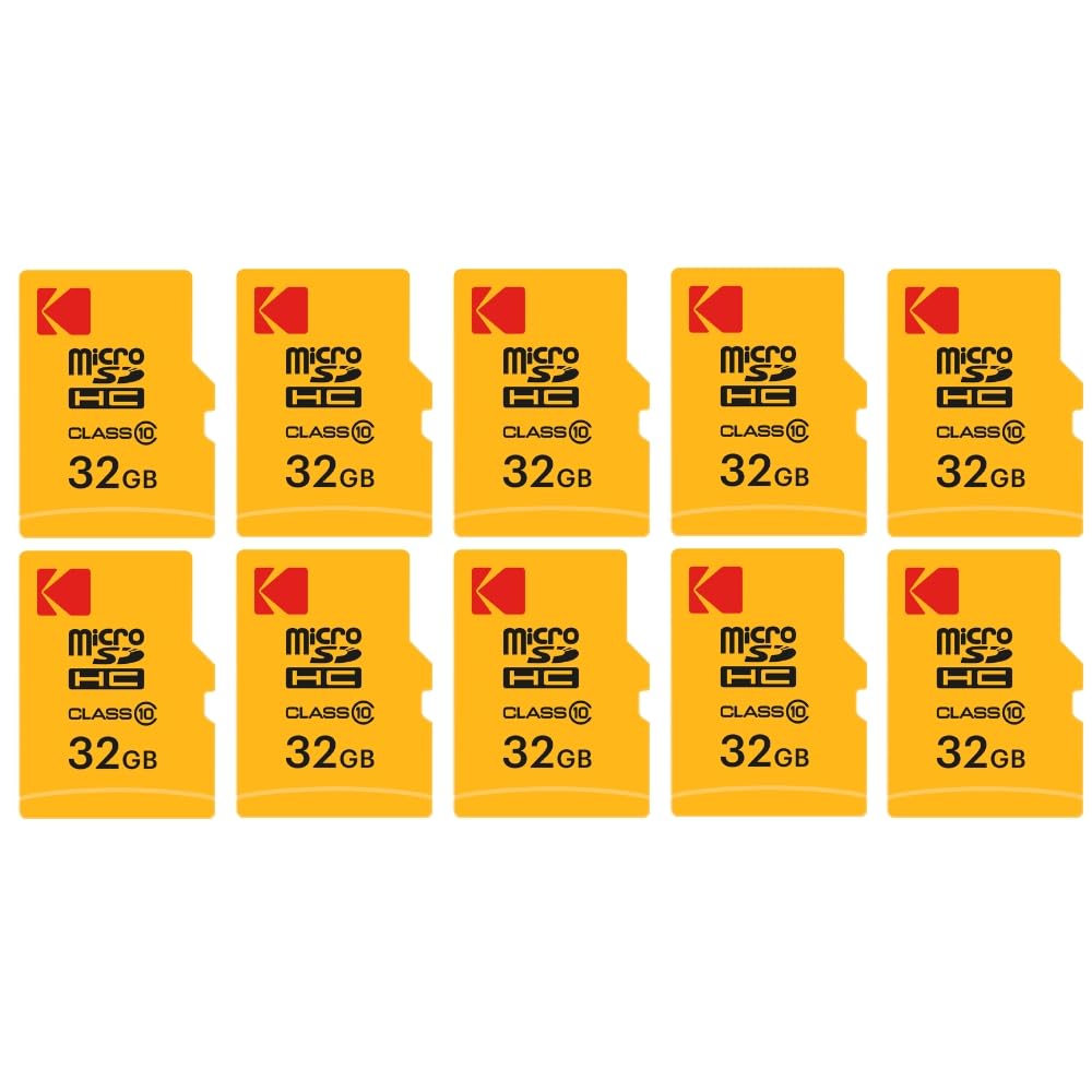 KODAK Confezione da 10 schede di memoria micro SDHC da 32 GB con adattatore, soluzione di archiviazione ad alta velocità