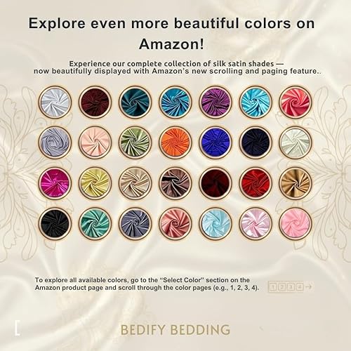 Bedify Bedding Juego de sábanas de satén de seda 100% pura, 4 piezas, sábana bajera de seda con bolsillo profundo de 15 pulgadas, sábana encimera de