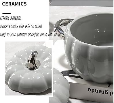 Ceramic Pumpkin Soup Bowl with Lid,2L Ceramic Soup Tureen Cute Bowl with Handle, Dessert or Soup Bowl, Non-Stick Soup Pot Decor Dinnerware for Thanksgiving Halloween Pumpkin Party,White