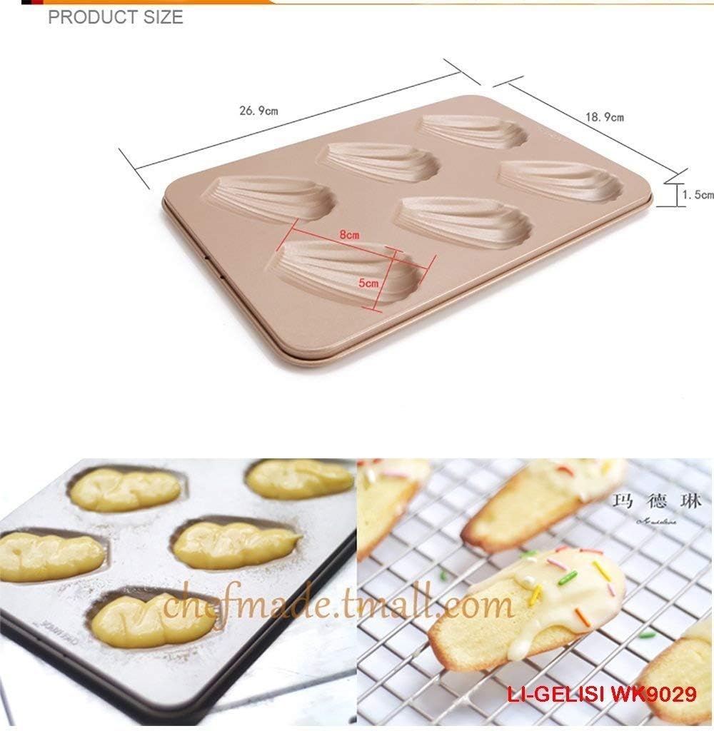 Novelty Cake Pans Nonstick Large 6 Cup Stainless Steel Madeleine Pan, Non Stick Madeleine Cookie Mold