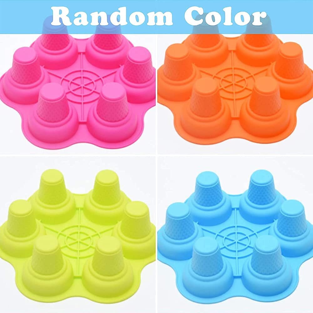 HSF Molde de silicona para tartas con 6 agujeros, molde para tartas de pudín de color aleatorio
