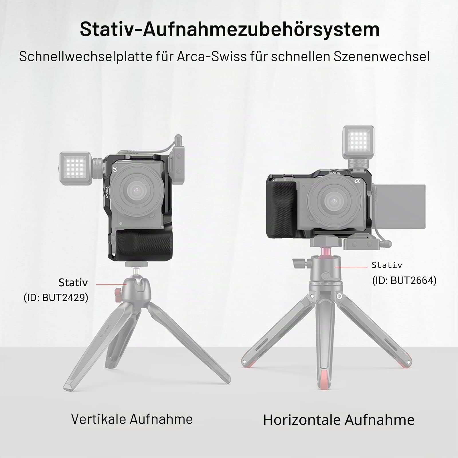 SMALLRIG ZV-E10 Käfig mit Griff und integrierter Schnellwechselplatte für AR-ca Swiss, Cage mit Grip für Sony ZV-E10-3538B