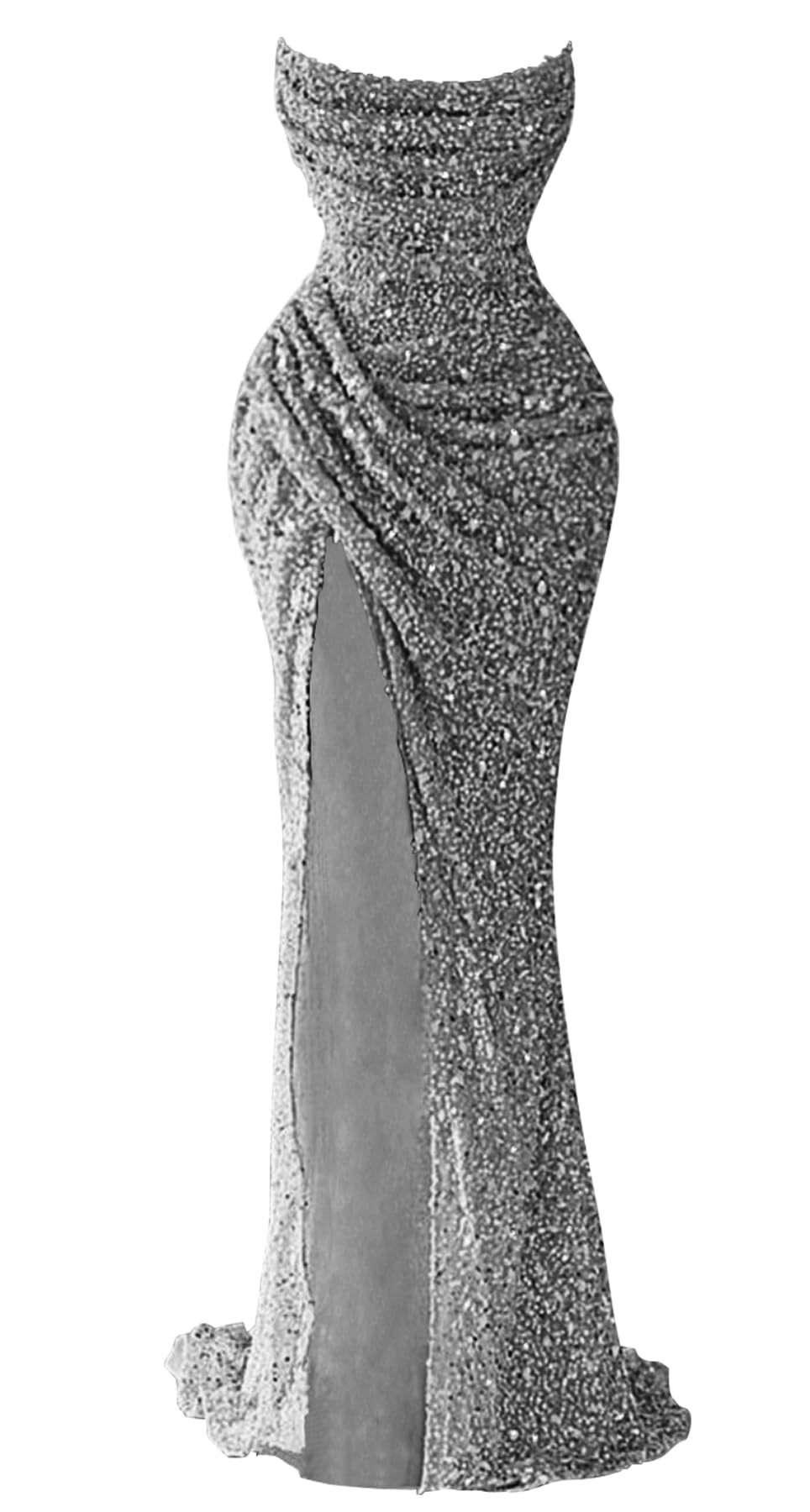 Zeeyecie Sparkly Sequin Prom Dress for Women 2025 Long Mermaid Strapless Glitter Formal Evening Ball Gowns with Slit