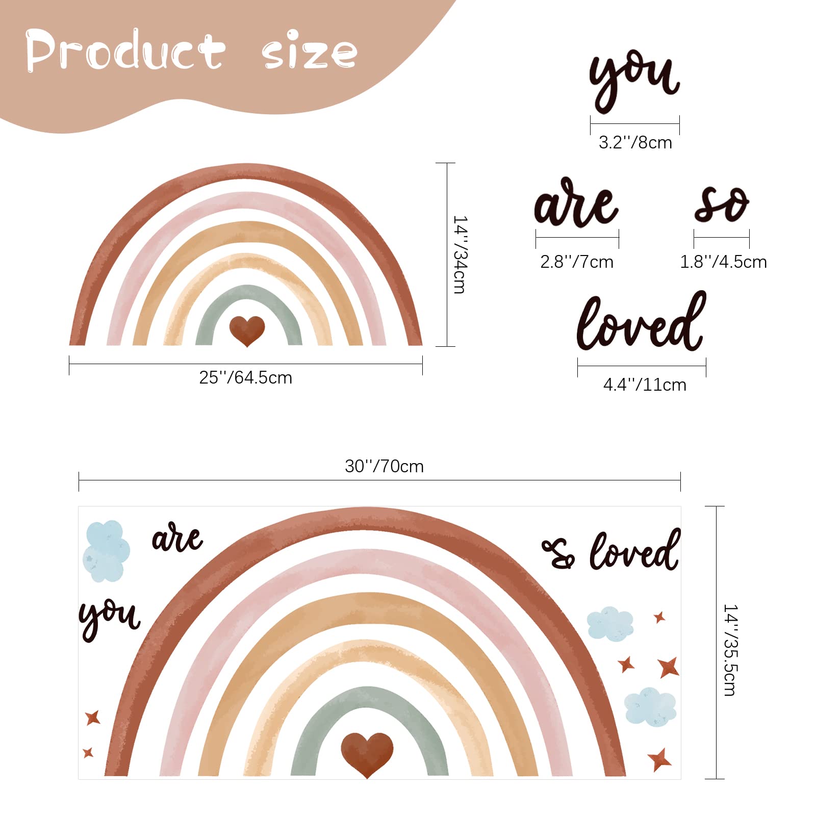 Rainbows Wall Decal, Boho Rainbow Stickers Large Rainbow Wall Decor