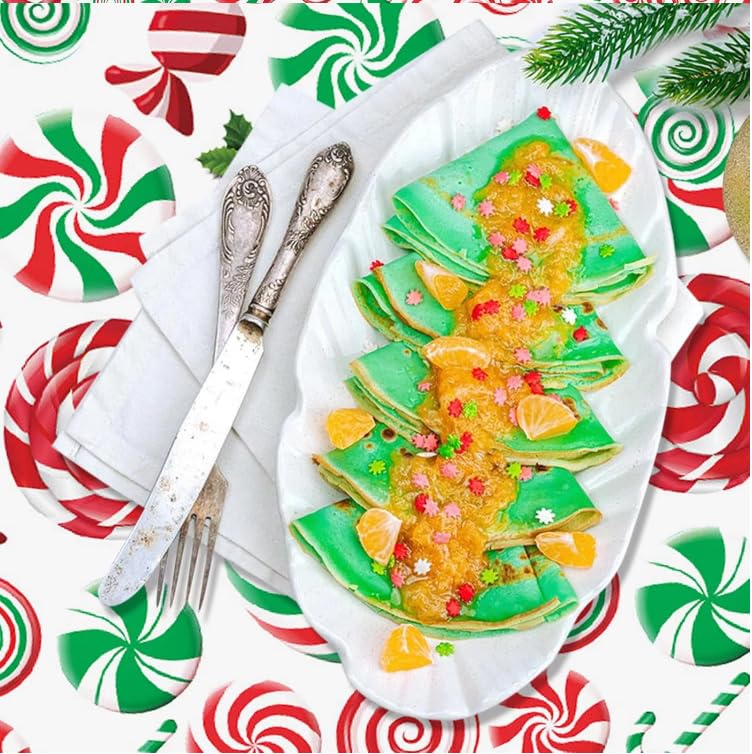 Christmas Tablecloths,4 Pack Plastic Waterproof Disposable Rectangle Table Cover Candy Lollipops Candy Canes Design for Holiday Winter Party Decorations(54x108 Inch) – Image 7