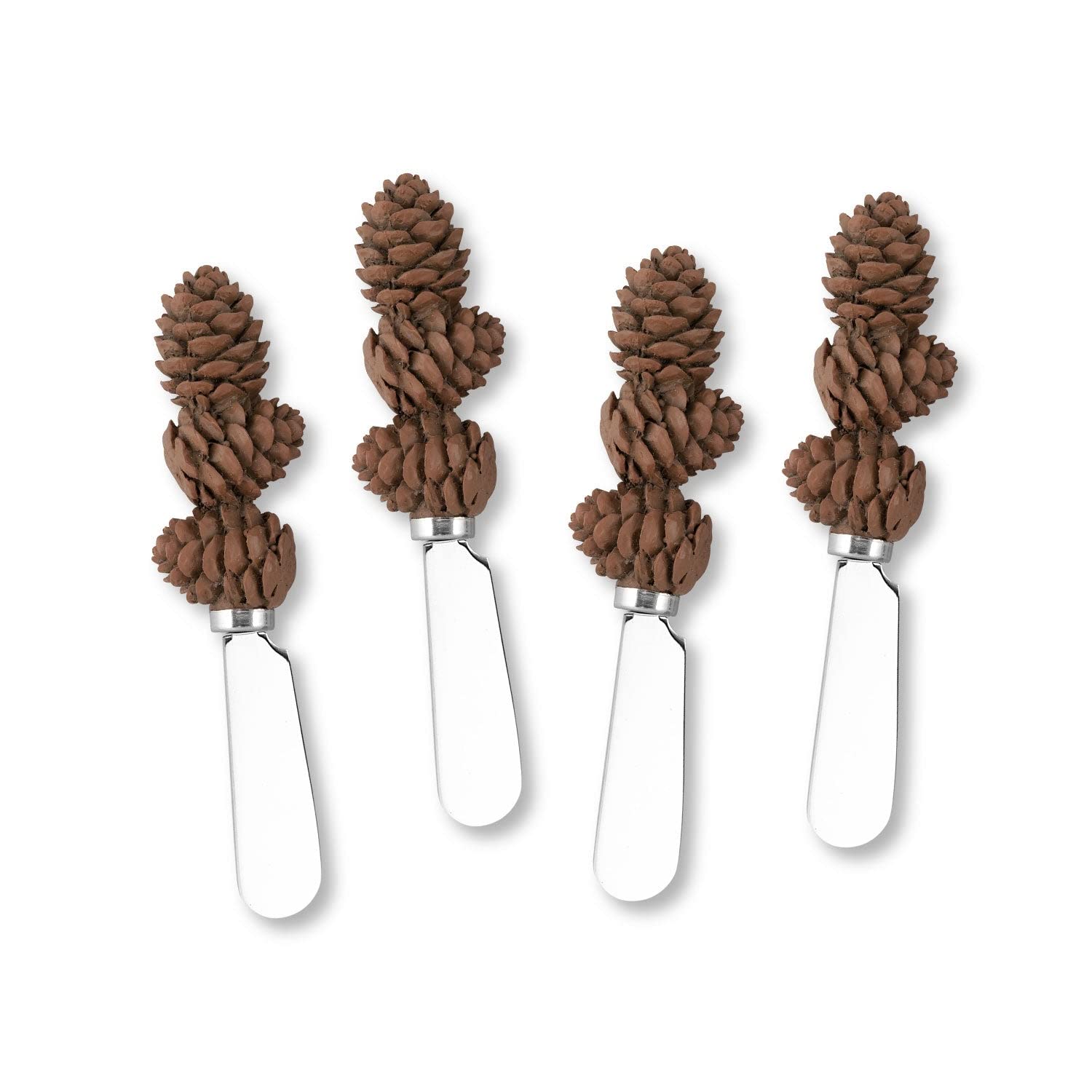 Supreme Housewares Pinecone Cheese Spreaders, Hand-Painted Resin Handles with Stainless Steel Blades for Spreading Cream Cheese, Butter, Jam, or Sandwich, Set of 4