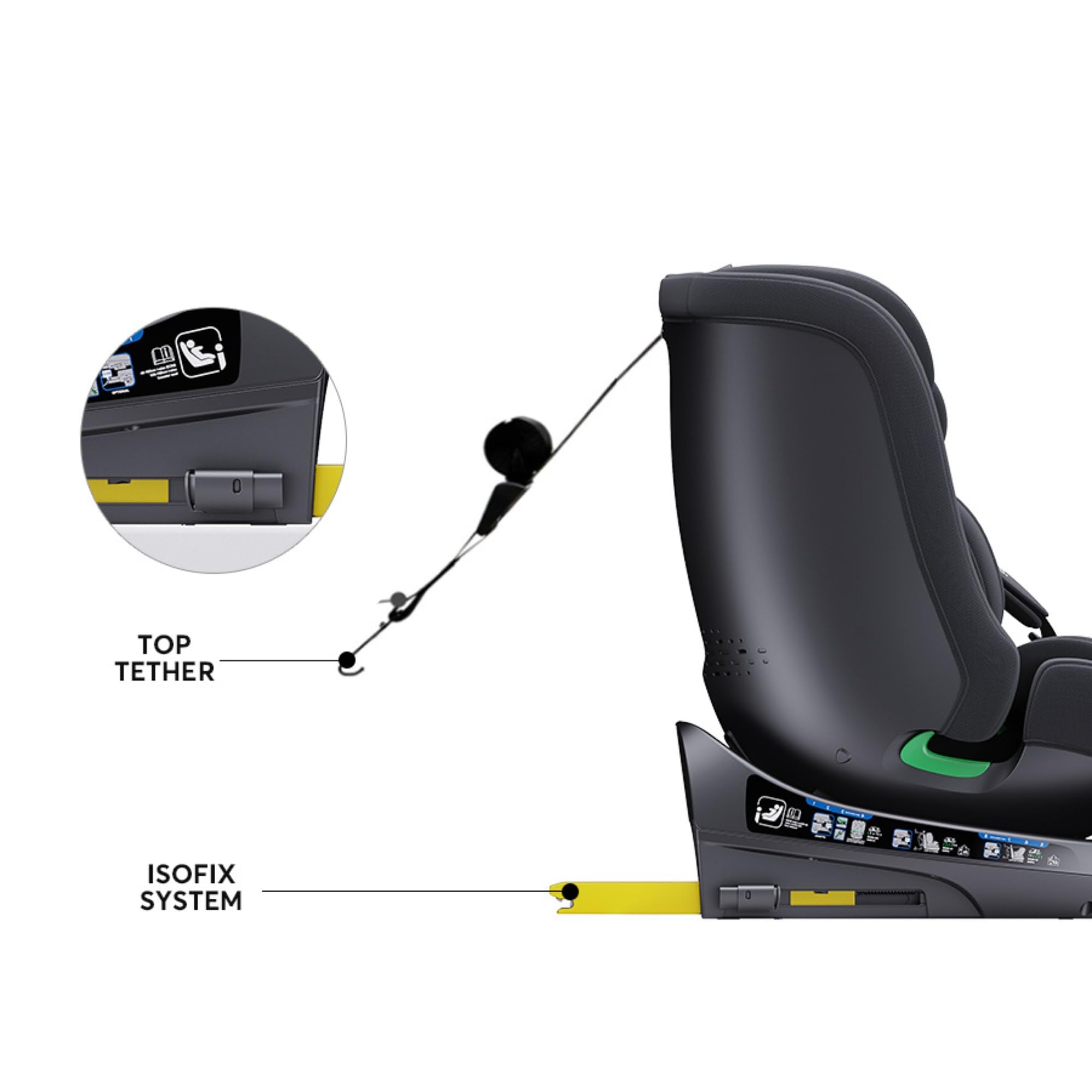 GLOKID seggiolino auto Isofix 360°Girevole Seggiolino Auto 0-36 Kg Gruppo 0/1/2/3, Regolabile in Altezza (Grigio)