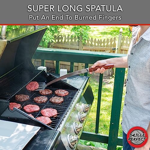 Grill Spatula 24-inch Super Long for Grilling Barbecue Griddle and Fire Pit Extra Strong Curved Neck Premium Hardwood Handle Large Stainless Steel Blade For BBQ Outdoor Kitchen and Grilled Food - Image 3