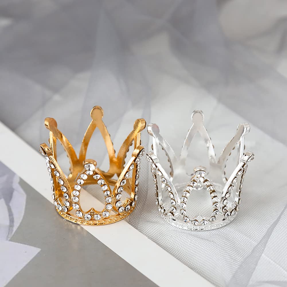 URFEDA Krone Tortenaufsatz, Silber – Mit Strass & Perlen, Mini-Krone Für Prinzessinnen-Kuchen & Deko
