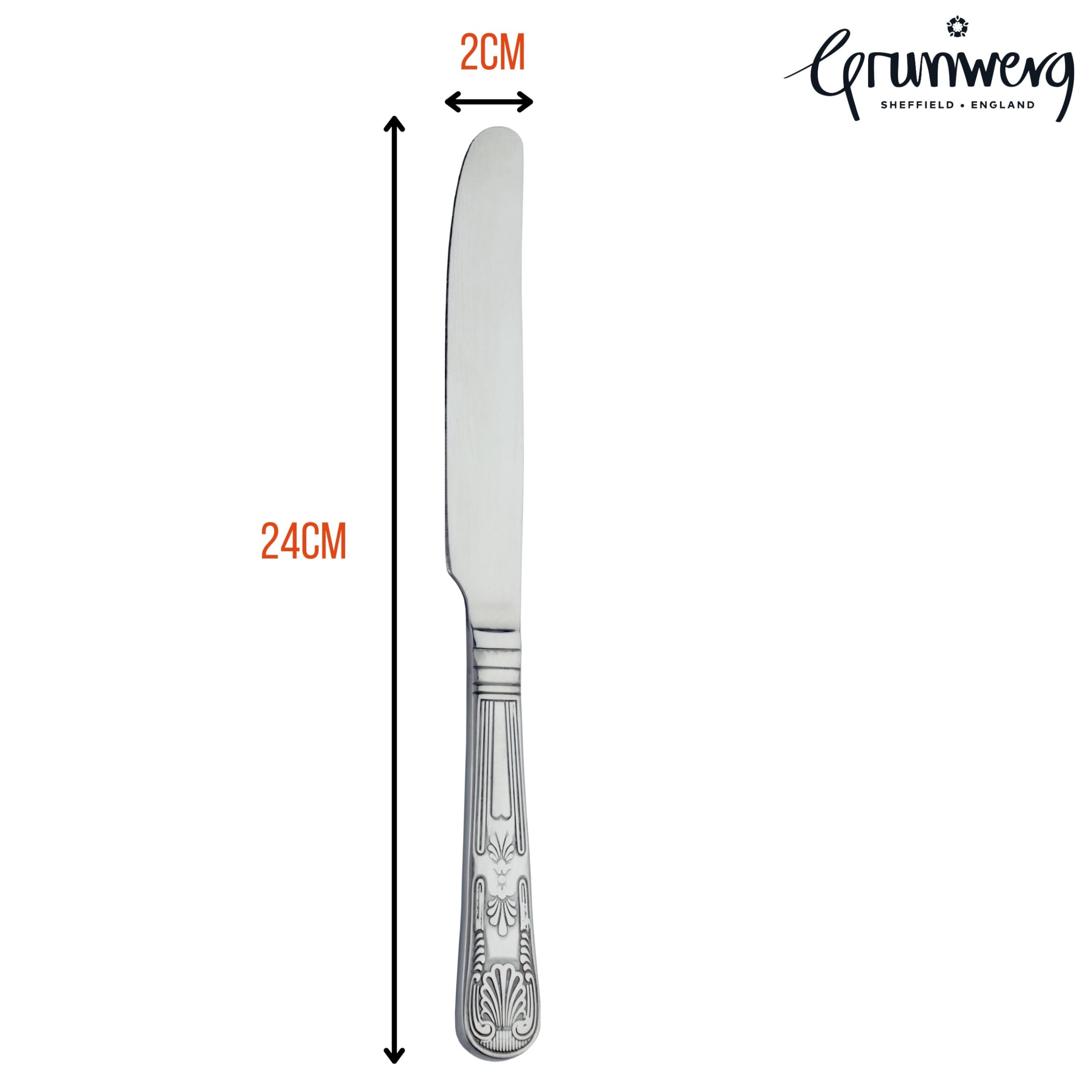 Grunwerg Kings Couteau de Table, Acier Inoxydable 18/0, Lot de 12