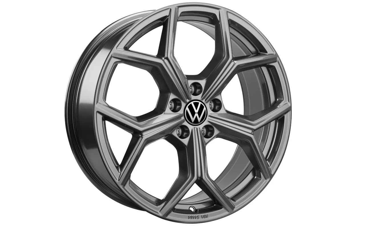 Volkswagen Huntsville Cerchio in Lega, Alluminio-Magnesio-Silicio, Adamantium Dark, 19 Pollici, Wintertauglich, 7,5J x 19, PCD 112/5, ET 40mm, Compatibile con Golf/Tiguan/T-Roc