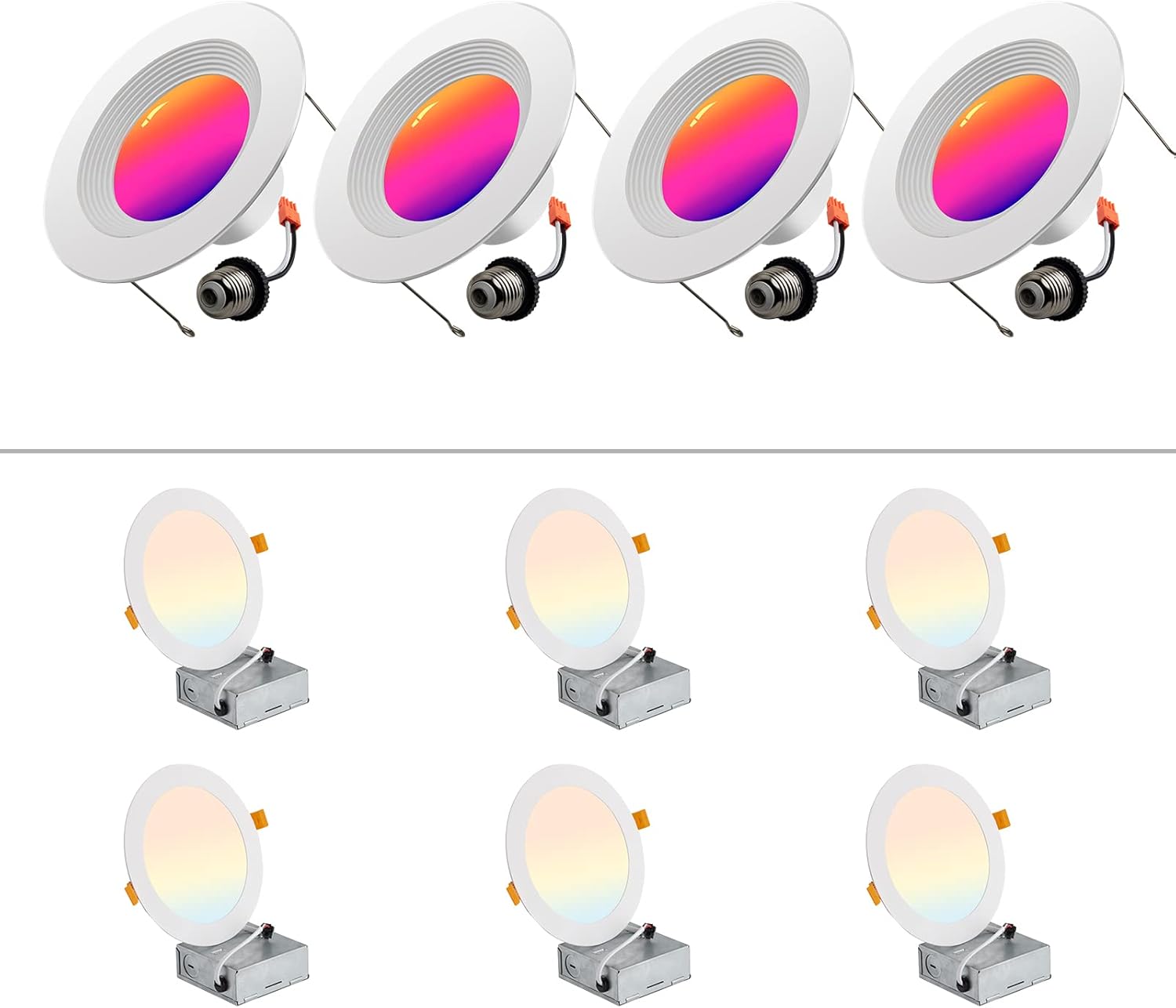 4 of Pack LED Recessed Lighting 6 inch+4 of Pack Smart LED Recessed