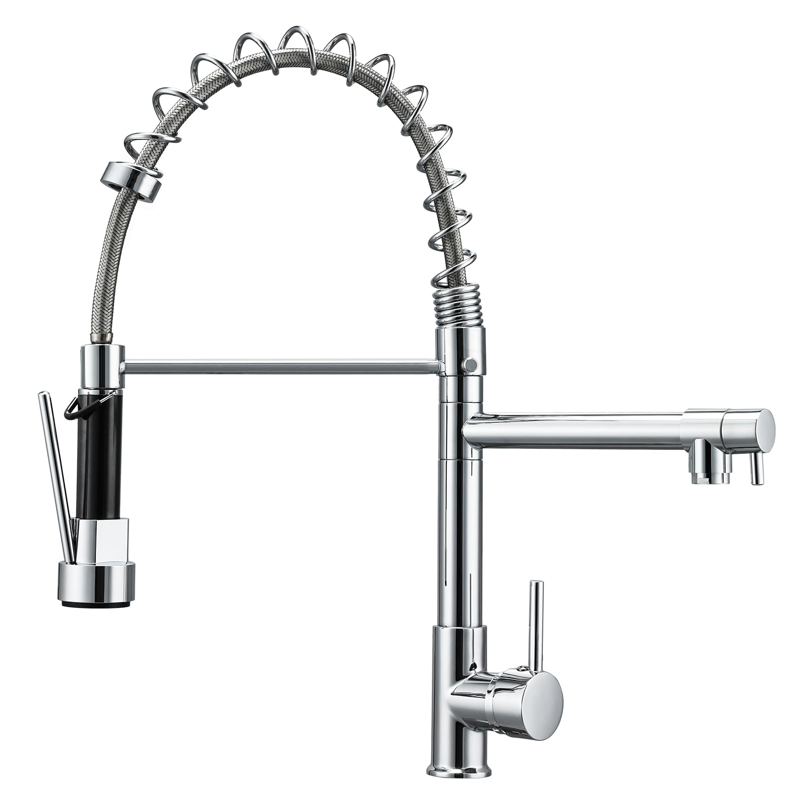Hapilife Dual Spout Kitchen Sink Mixer Tap with Pull Out Spray Commercial