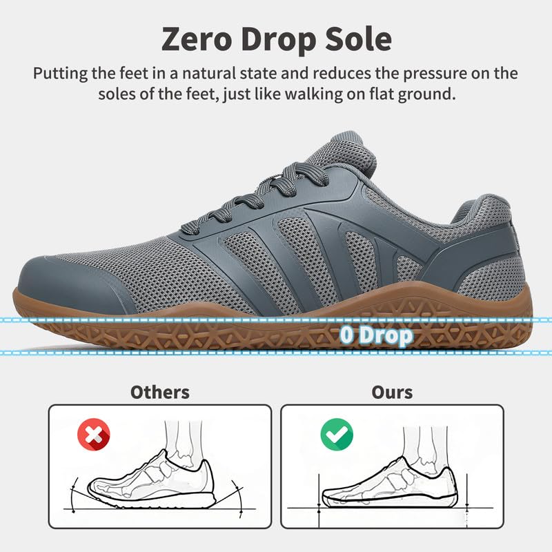 Image of ziitop Barefoot Shoes Men Sneakers Casual Wide Toe Box Running Footwear Zero Drop Tennis Minimalist Walking Grounding Shoes for Gym Workout Weightlifting Hiking Cross Training Trail Climbing