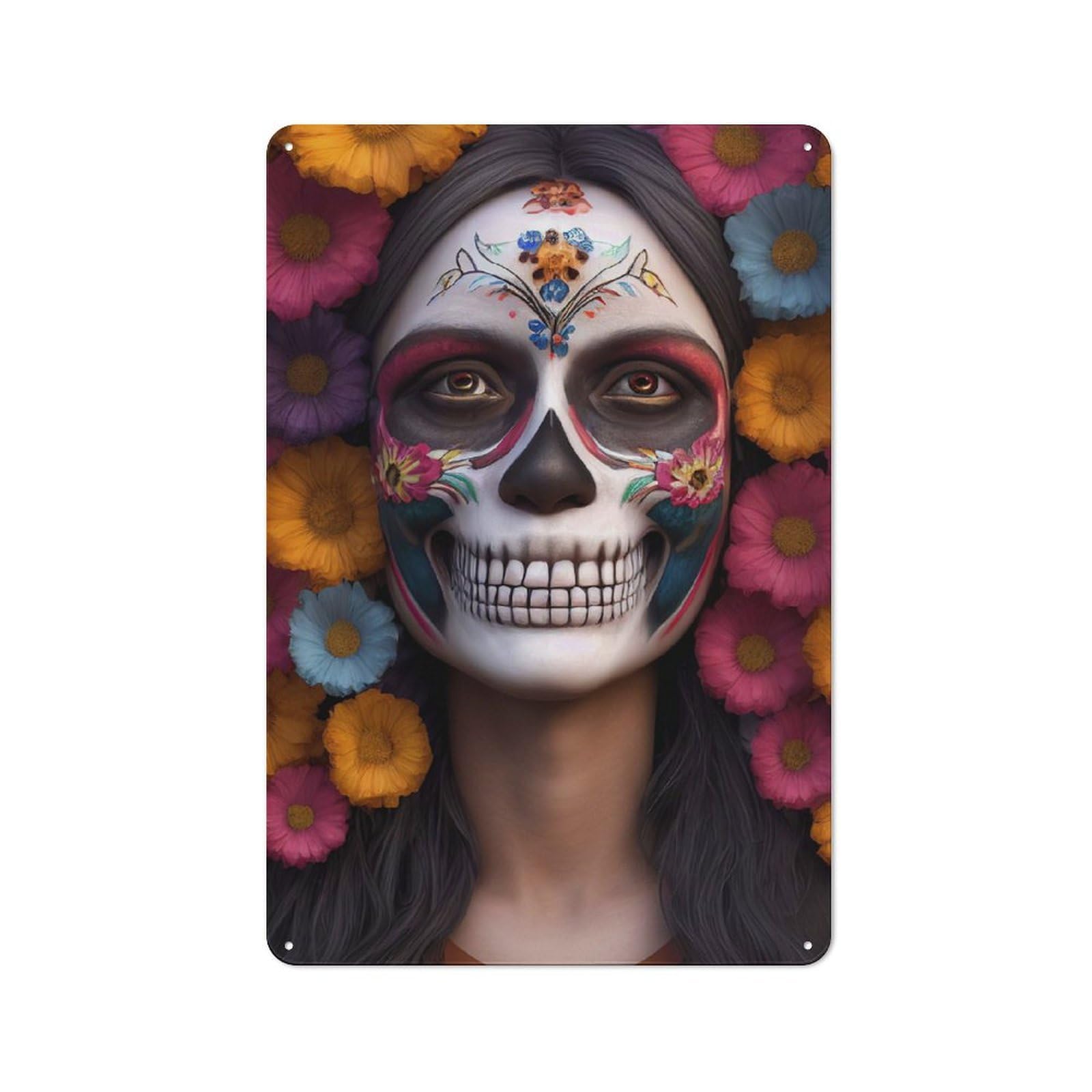 Junmoney Queen Of Skulls Vintage Metal Sign 30X20cm, Bistro Style Bistro Wall Plaque For Cafe, Bistro, Bakery Or Restaurant