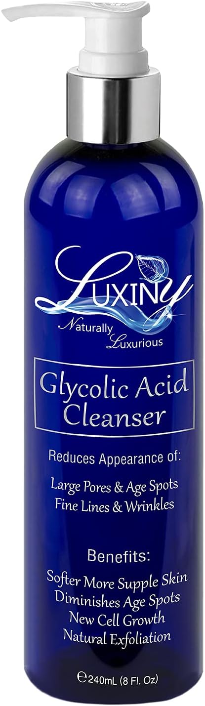 - Luxiny 10% Glycolic Acid Face Wash & Exfoliating Cleanser, 8 oz โ Vegan, Natural AHA Facial & Acne Body Wash for Women and Men โ Pore Minimizer