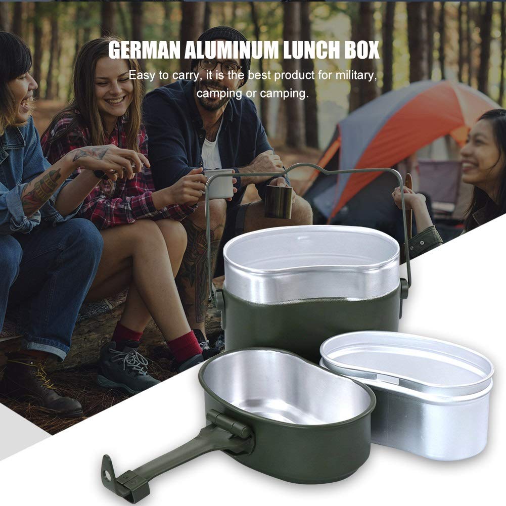 Set di pentole Portatili per Pranzo al Sacco da Campeggio 3 in 1, Escursionismo, Picnic, Sopravvivenza, Ciotola per Pranzo