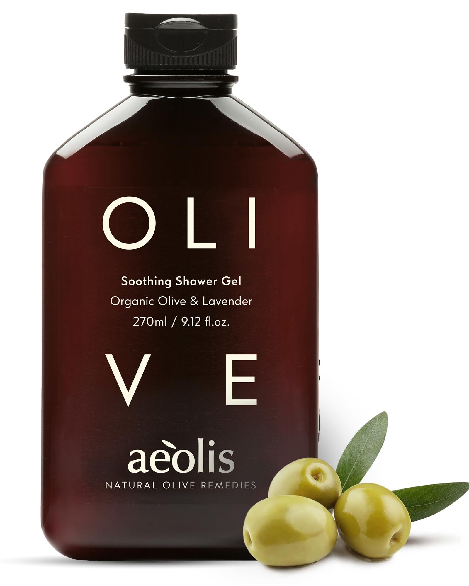 AEOLIS Refreshing Shower Gel with Organic Olive & Lavender– Greek Olive Oil Shower Gel for Men & Women – Clean Beauty Body Cleanser – Natural Skincare from Greece – Invigorating Body Care 9.12 Fl Oz