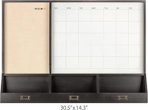 Miniatura 5 de Gallery Solutions Organizador de pared de tela y calendario mensual con cubos de almacenamiento, color blanco