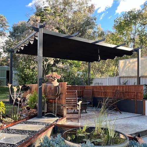 PURPLE LEAF Pergola Aluminium, 3.65 X 4.85 m Wasserdicht Stabil Winterfest Partyzelt, Gartenpavillon mit Sonnenschutz Überdachung, Grau