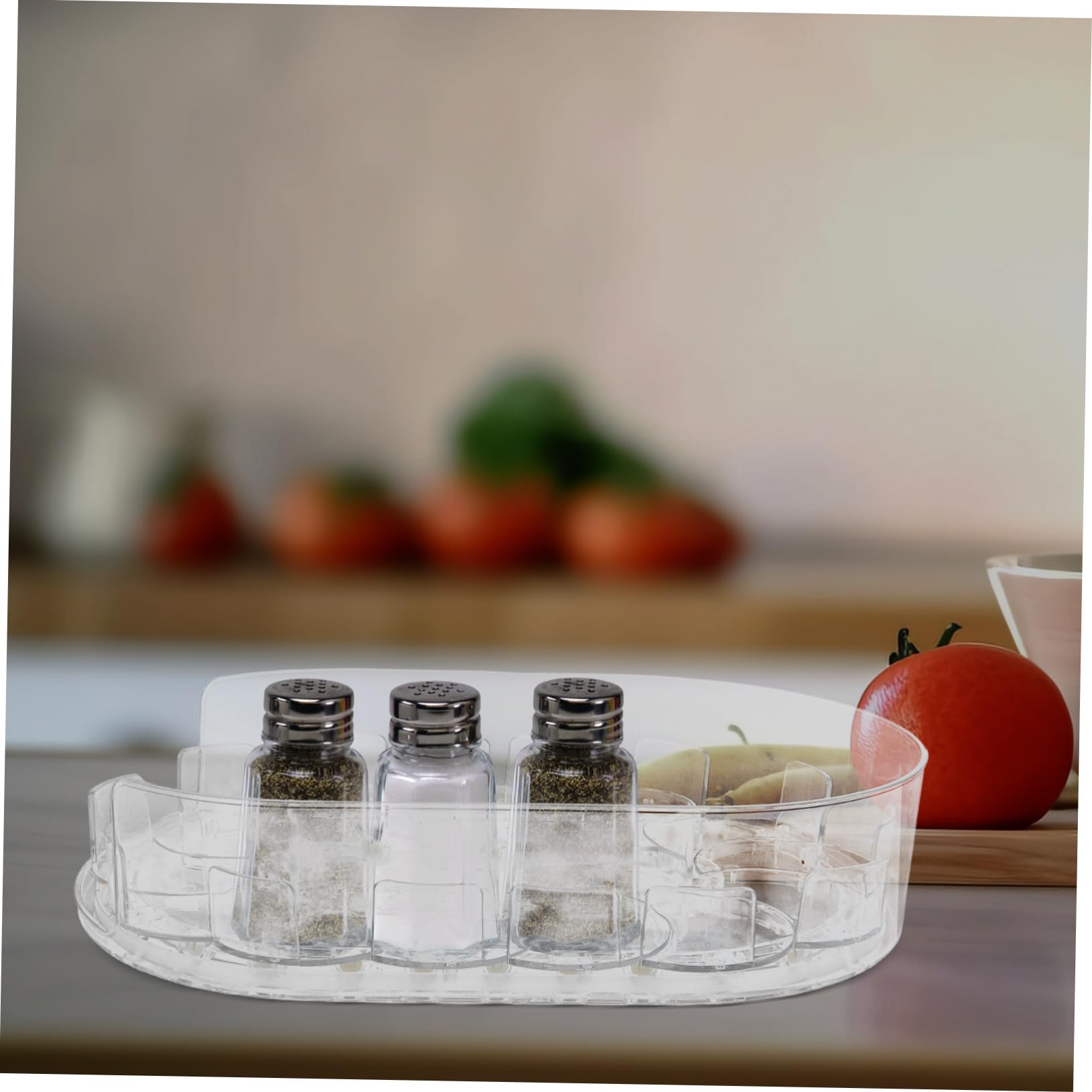 Bandeja Giratoria del Refrigerador de Plástico para Especias y Cosméticos | 360° de Giro, Uso en Cocina y Gabinete, Material Plástico Resistente y Fácil de Limpiar