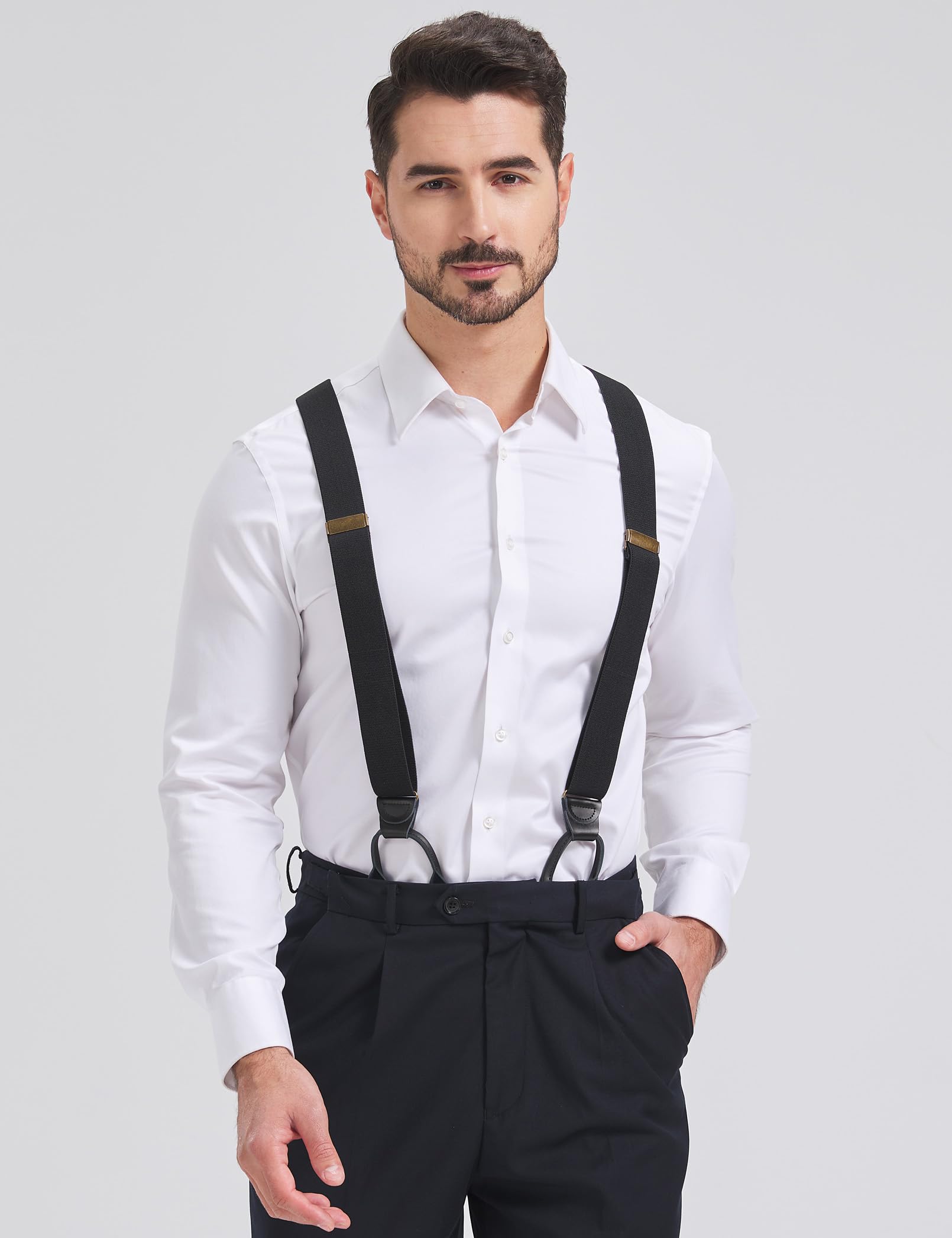 Botones tirantes para hombre, pantalones extra fuertes, 3,5 cm de ancho, con 6 botones, talla única