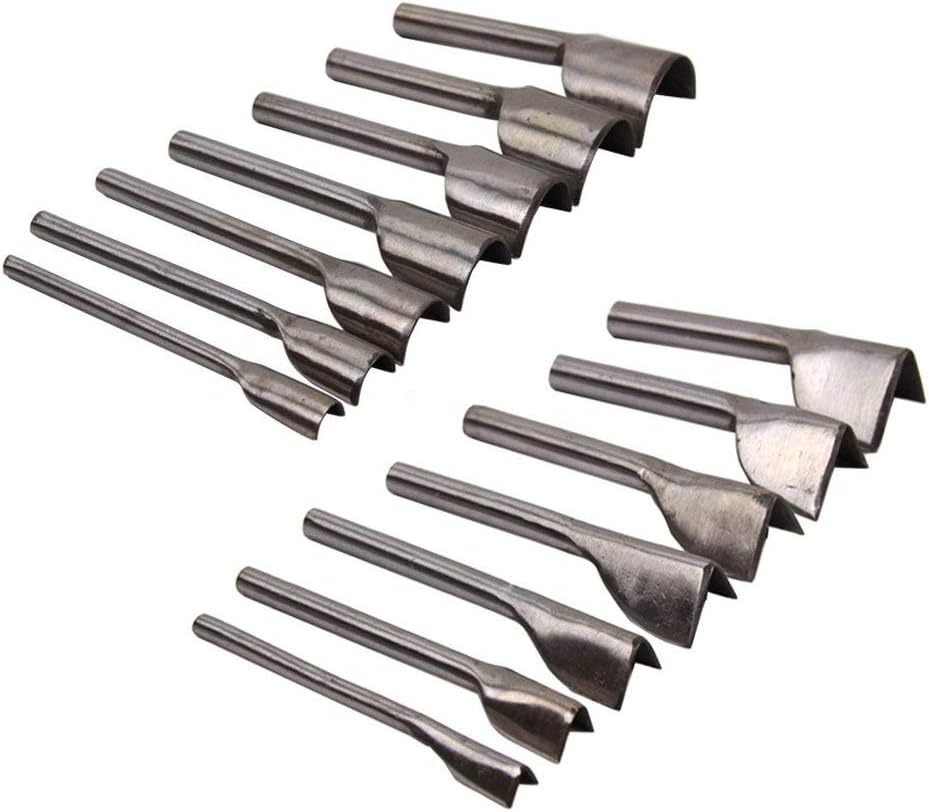 AMPSEVEN Leather Craft Arc-Shape Half-Round Cutter Punch 7 Sizes Set + 7 Sizes V Shaped DIY Leather Cutter Puch End Tools for Belt Wallet(Total 14pcs)