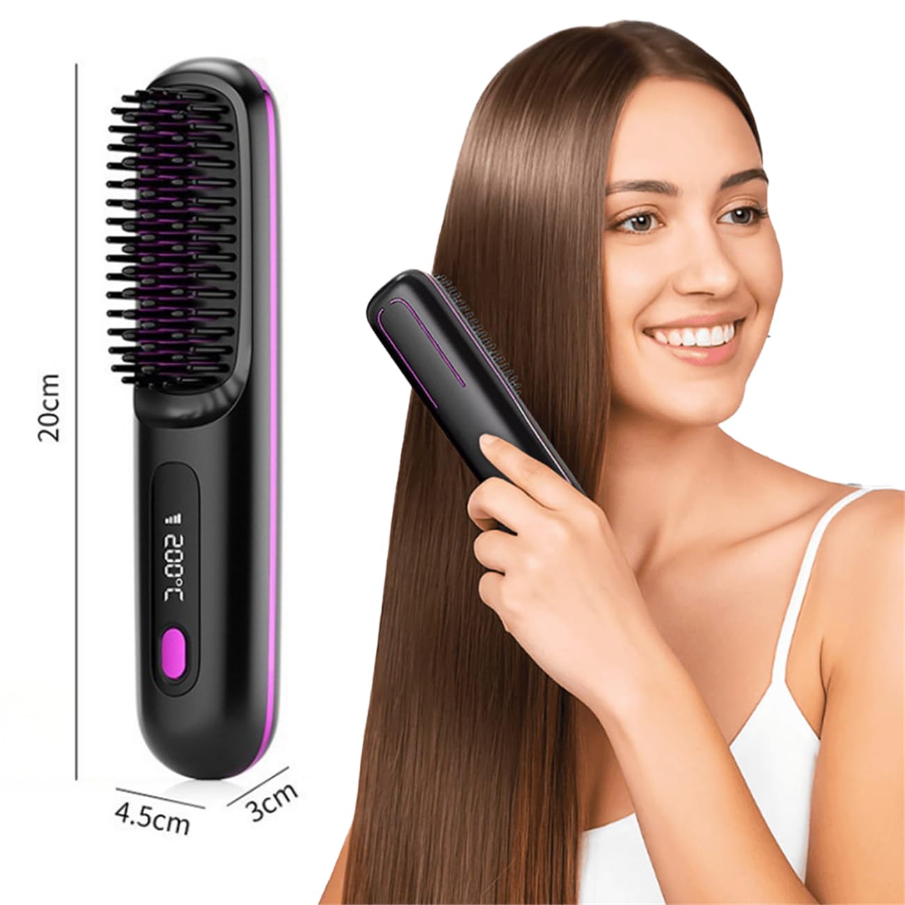Stylingbürste für kurze Haare – Warmluftbürste mit Keramikbeschichtung, Anti-Scald Design, 3 Temperaturstufen, kompakt & tragbar für Volumen, Glätten & Locken