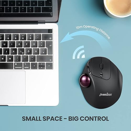 Miniatura 7 de Perixx 11568 Perimice-717 - Ratón inalámbrico de Trackball, Trackball integrado de 1.34 pulgadas con función de señalización, 5 botones