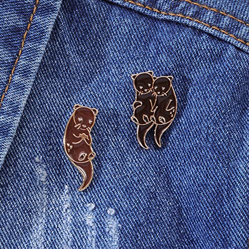 Image of Otter Enamel Pin Cute Cartoon Animal Brooch Pins Sea Otter Gift Jewelry Backpack Lapel Brooches for Men Women Otter Lover Gift