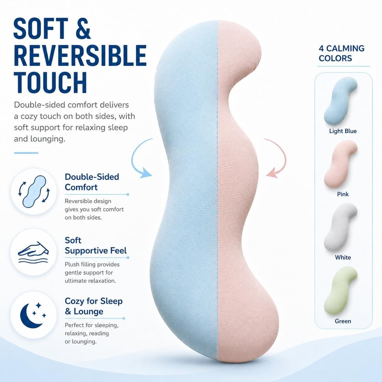 Poduszka Ciała Marshmallow Strąk Groszku, Ergonomiczna, Wsparcie Boczne i