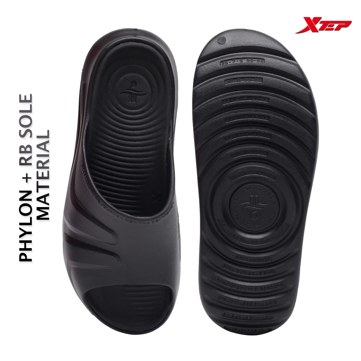 XTEP Men's Black Solid EVA Foam Sole Basketball Sliders (9 UK) 1