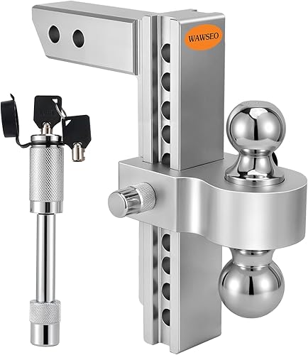 WAWSEO Enganches de remolque ajustables para receptor de 2 pulgadas, enganche de caída de aluminio de 10 pulgadas de caídaelevación de 12,500 GTW,