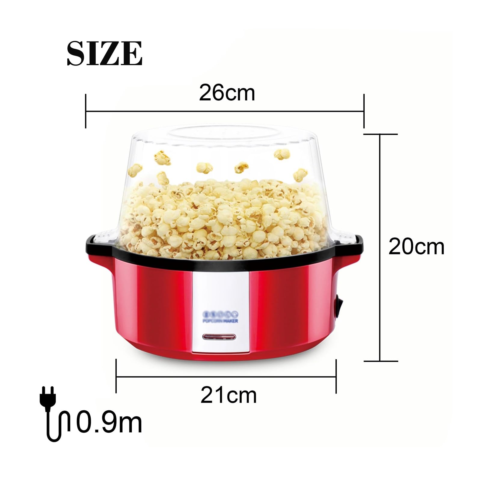 Palomitero Máquina de palomitas maíz for el hogar, máquina sin aceite aire caliente saludable for cocina, aperitivos película hechos en casa for niños Máquina palomitas familiar