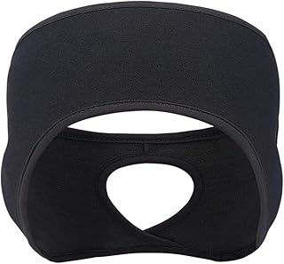 Women Ponytail Headband Fleece Ear Warmer Winter Earmuffs Warm Cover Running Ski (Black)