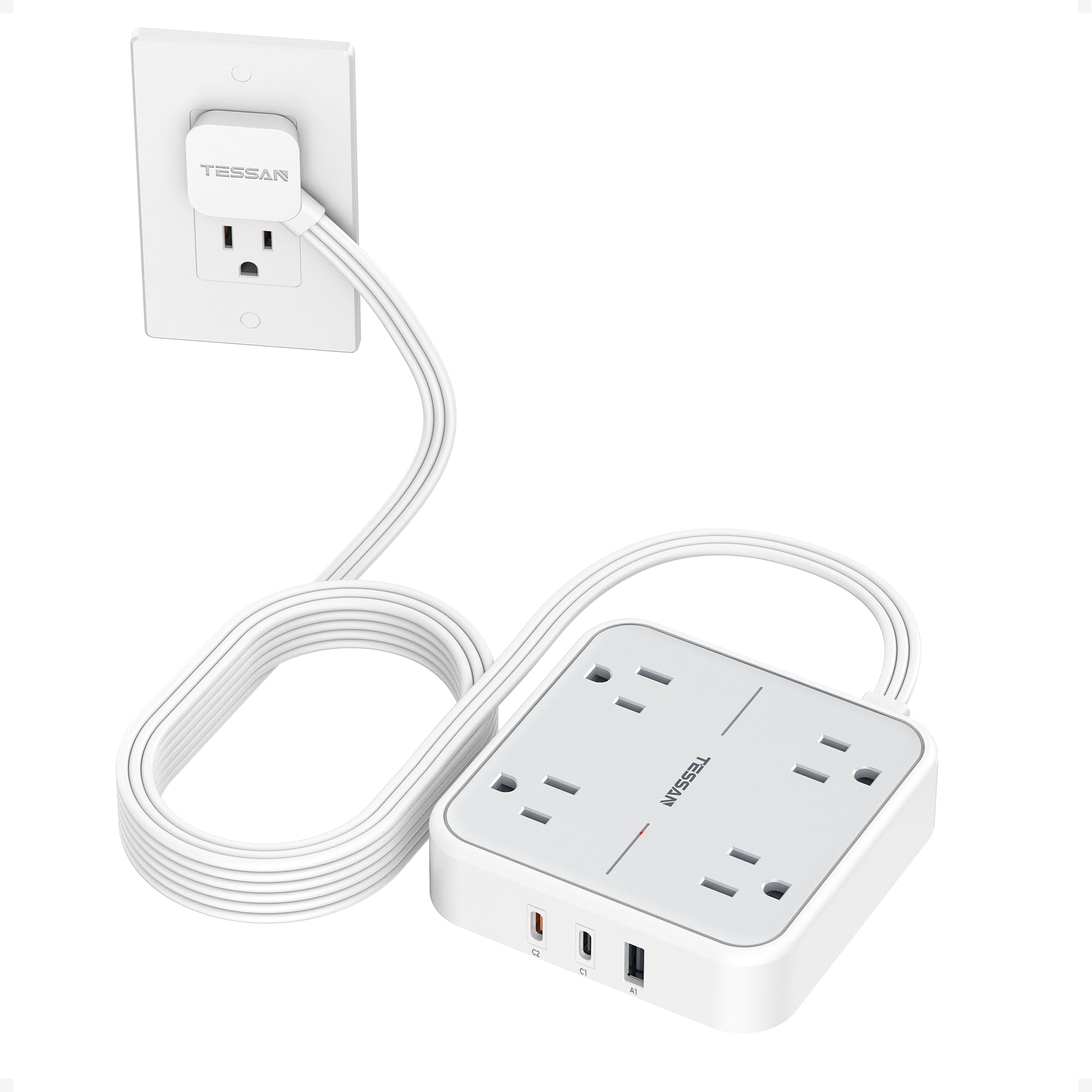 TESSAN Surge Protector Flat Extension Cord 5 Ft, Ring Plug Power Strip — Amazon image 18